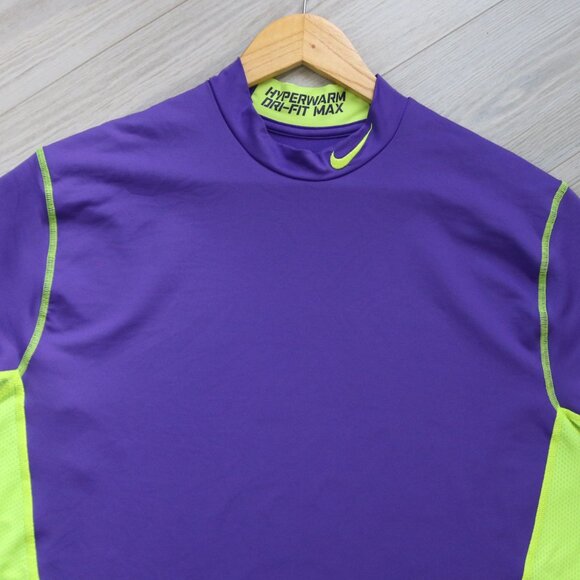 NIKE Men's 2XL Purple Neon HYPERWARM Pro Combat Compression Shirt Dri-Fit Fitted - Picture 4 of 8